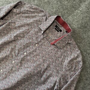 Nine West‎ Slim Fit Button Up Shirt Mens XL 17-17.5 34/35 White & Floral Design